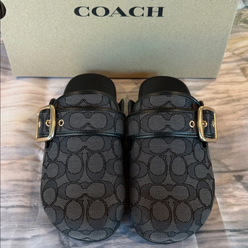 Coach Charcoal and Black Monogram Slip-On Clogs COACH Women main image 3